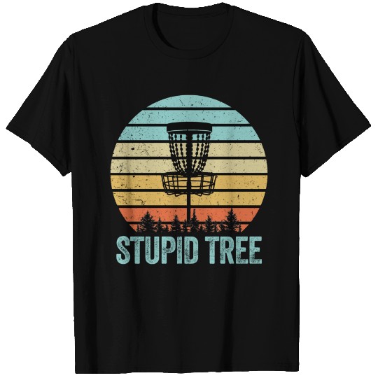 Disc Golf Funny Stupid Tree Retro T-Shirt