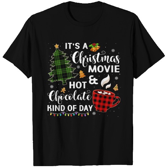 It's a Christmas Movie & Hot Chocolate Plaid Christmas Tree T-Shirt