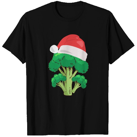 Broccoli Santa Hat Christmas Apparel Vegetarians T-Shirt