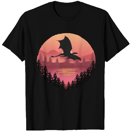 Flying Dragon - Water Sunset Fantasy / Sci-Fi Art T-Shirt