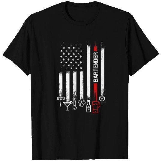 American Flag with Bartender T-shirt