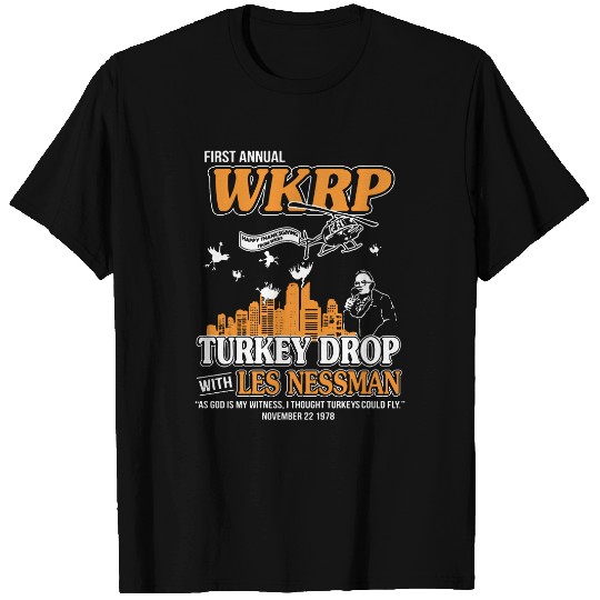 First Annual WKRP Turkey Drop Les Nessman T Shirt