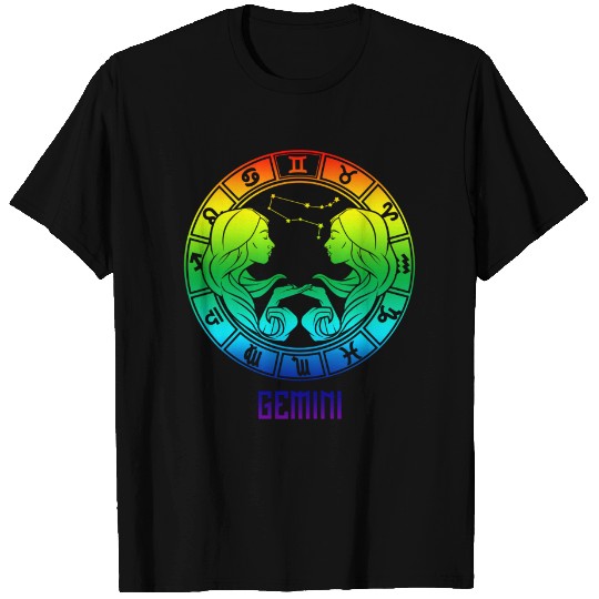 Gemini Zodiac Sign May June Rainbow T-Shirt