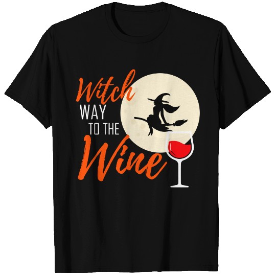 Witch Way To The Wine Halloween Witch Wine V Neck T Shirt