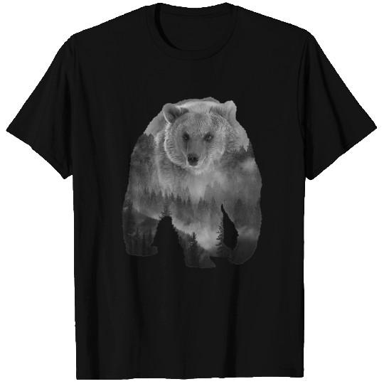 Bear silhouette bears forest nature designs T-Shirt