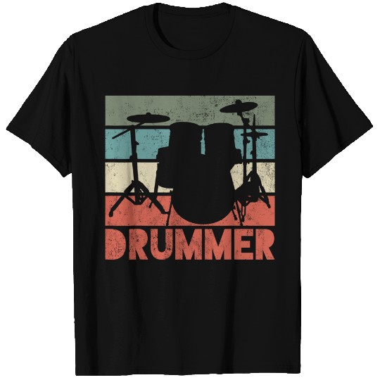 Drummer Drum Set Vintage Retro Gift T-Shirt