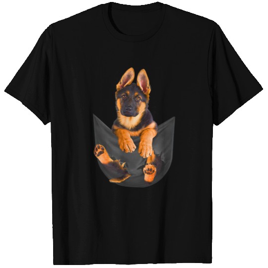 German Shepherd In Pocket Dog T Shirt