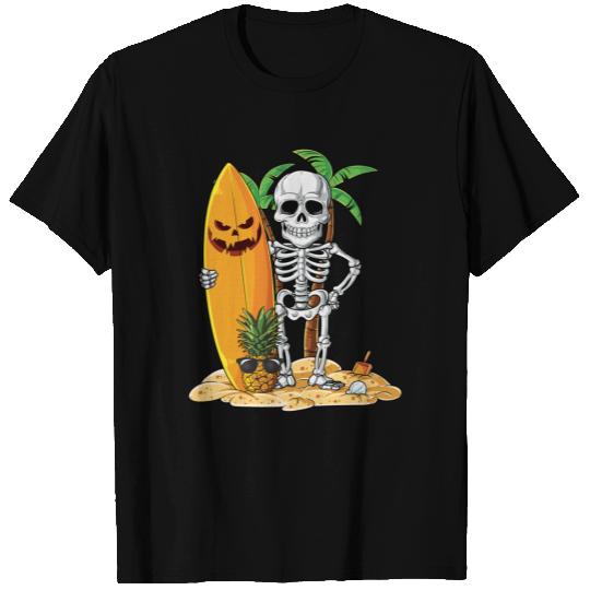 Skeleton Surfing Halloween Hawaii Surfer T-Shirt