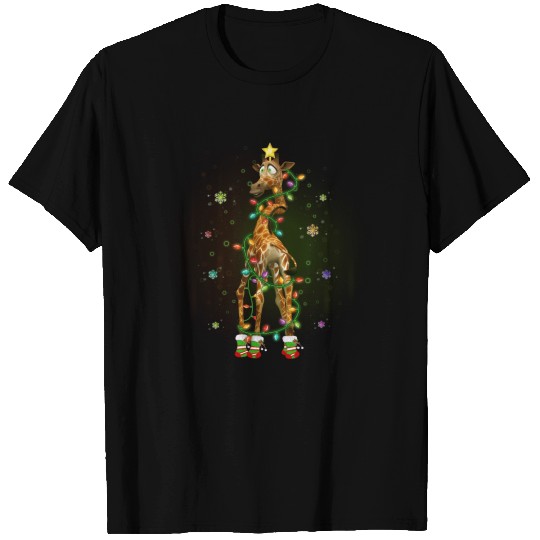 Christmas Tree Giraffe Lover Love Giraffes T-shirt