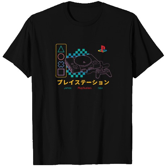Playstation Checker Neon 90's T-Shirts Pullover T-Shirts