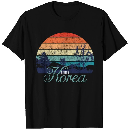 Retro Color Distressed Design South Korea Travel C T-shirt