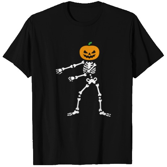 Funny Pumpkin Head Skeleton Floss Dance Halloween T-shirt