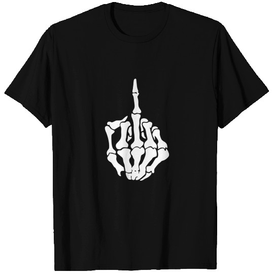 Middle Finger Skeleton Bone Skull Grafitti Art T-shirt