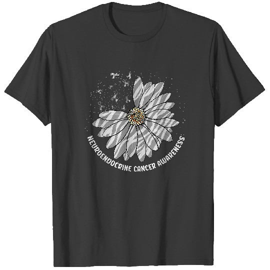 Discover Daisy Butterfly Zebra Ribbon Neuroendocrine Cancer Awareness T-Shirt T-Shirts