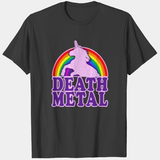 Funny Death Metal Unicorn: vintage distressed look T-shirt