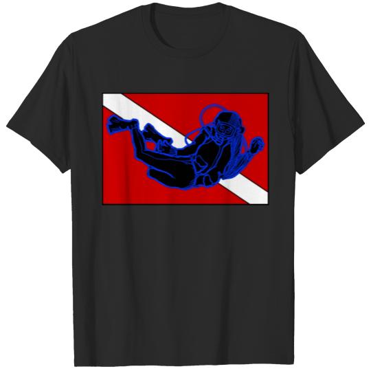 Discover SCUBA Diver with Diving Down Flag T-shirt