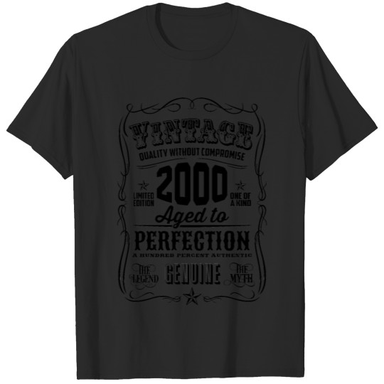 Discover Vintage 2000 Aged to Perfection Black Print T-shirt