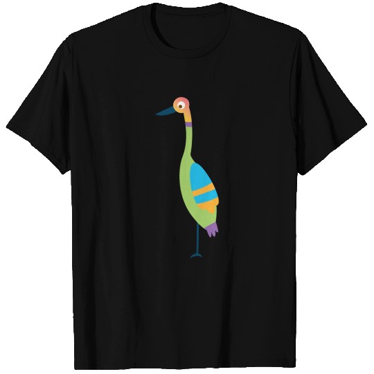 Colorful blue heron bird T-shirt