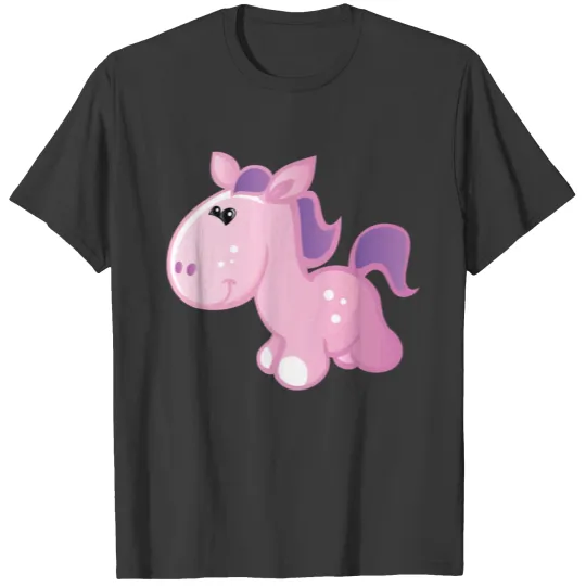 Purple horse cartoon T-shirt