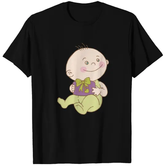 Baby cartoon holding gift box T-shirt