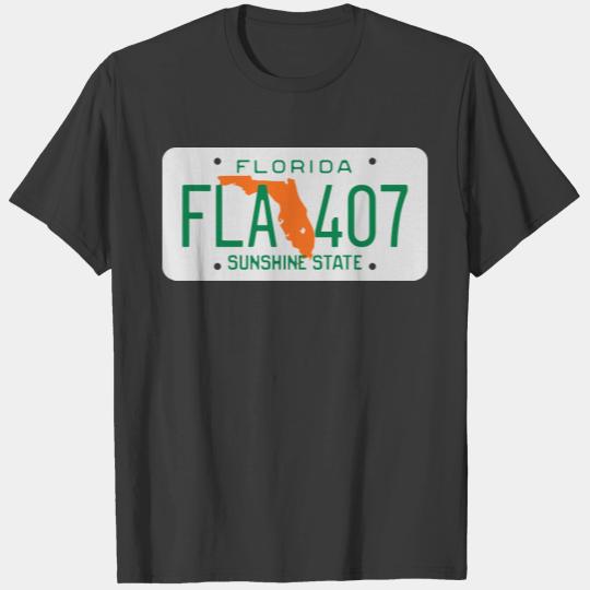 Retro Florida License Plate FLA 407 T-shirt