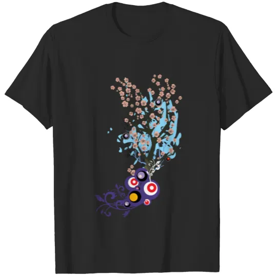 Colorful floral tree design T-shirt
