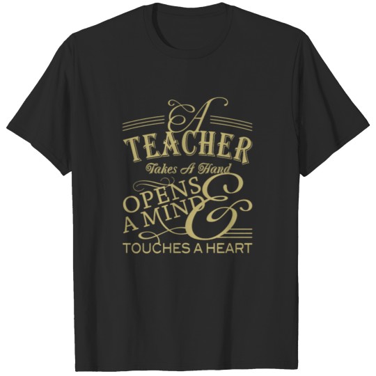 Discover Teacher takes a hand opens a mind and touches T-shirt