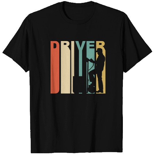 Retro 1970's Style Delivery Man Silhouette Driver T-shirt