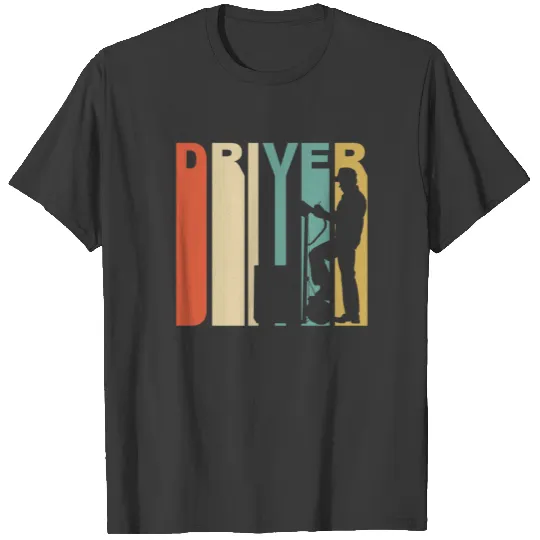 Retro 1970's Style Delivery Man Silhouette Driver T-shirt