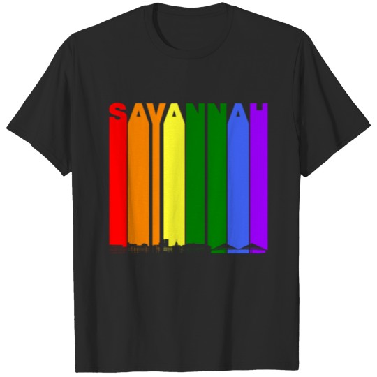 Discover Savannah Georgia Skyline Rainbow LGBT Gay Pride T-shirt