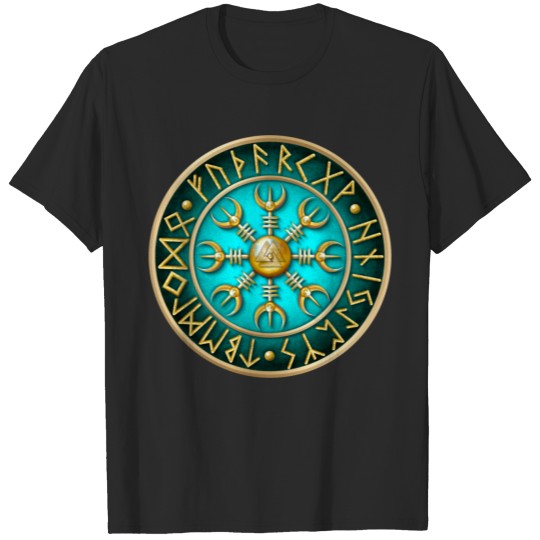 Discover Aegishjalmur Runes - Teal T-shirt