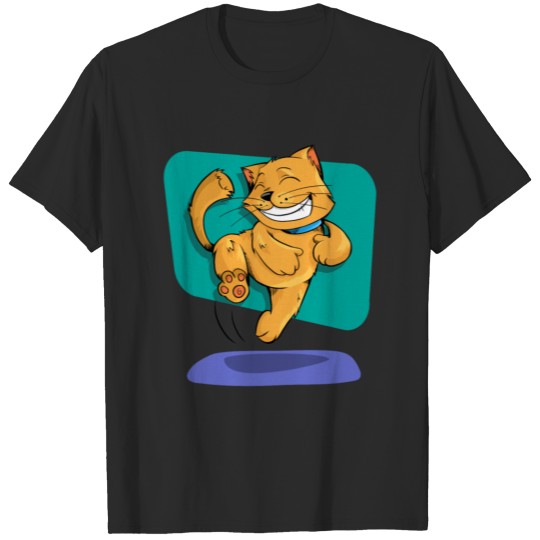Discover Jumping Golden Brown Cat T-shirt