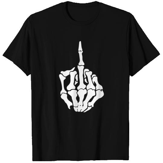 Middle Finger Skeleton Bone Skull Grafitti Art T-shirt
