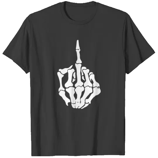 Middle Finger Skeleton Bone Skull Grafitti Art T-shirt