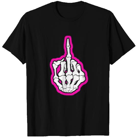 Pink Skeleton Middle Finger T-shirt