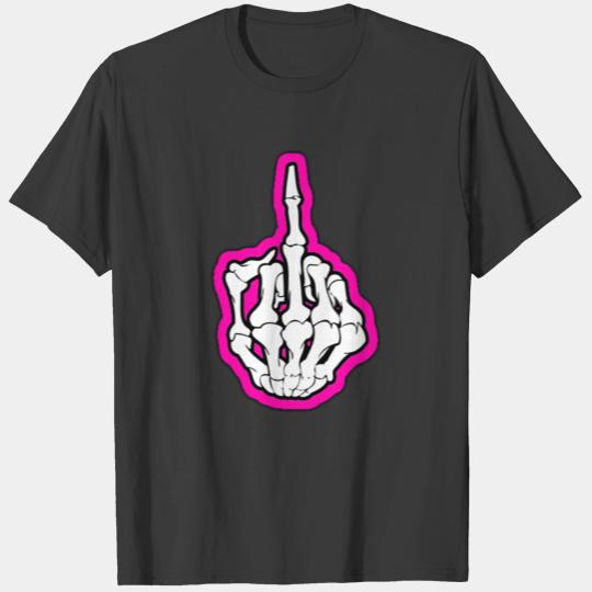 Pink Skeleton Middle Finger T-shirt