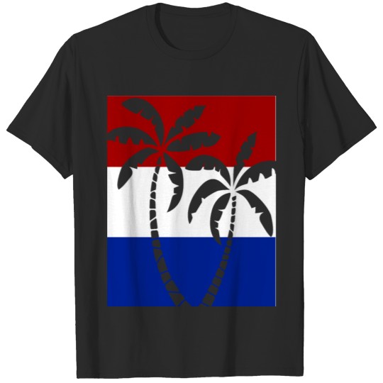Discover Palm Trees Red White Blue T-shirt