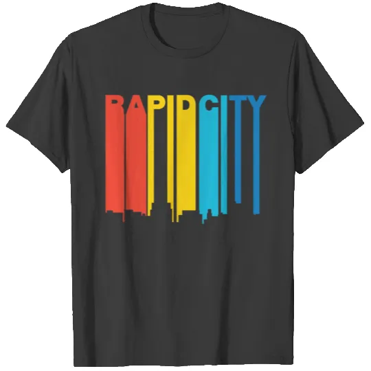 Retro 1970's Style Rapid City SD Skyline T-shirt