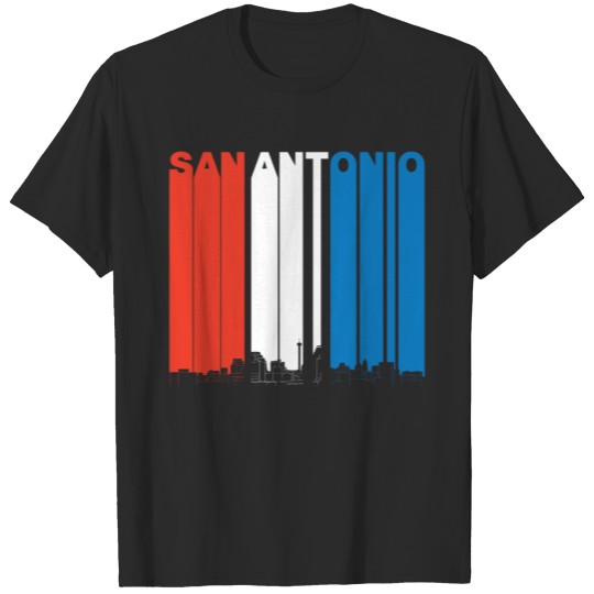 Discover Red White And Blue San Antonio Texas Skyline T-shirt