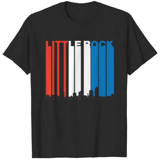 Discover Red White And Blue Little Rock Arkansas Skyline T-shirt
