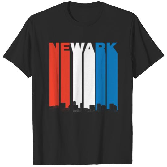 Discover Red White And Blue Newark New Jersey Skyline T-shirt