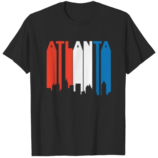 Discover Red White And Blue Atlanta Georgia Skyline T-shirt