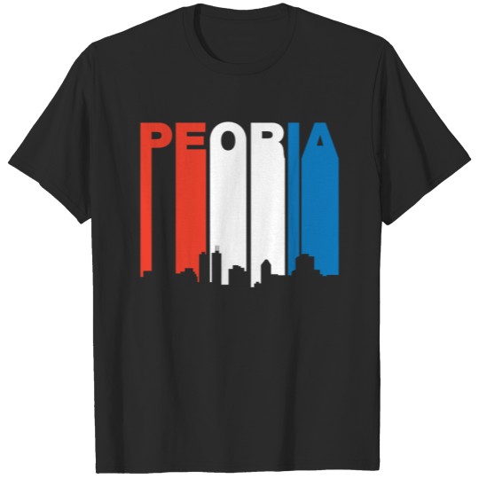 Discover Red White And Blue Peoria Illinois Skyline T-shirt