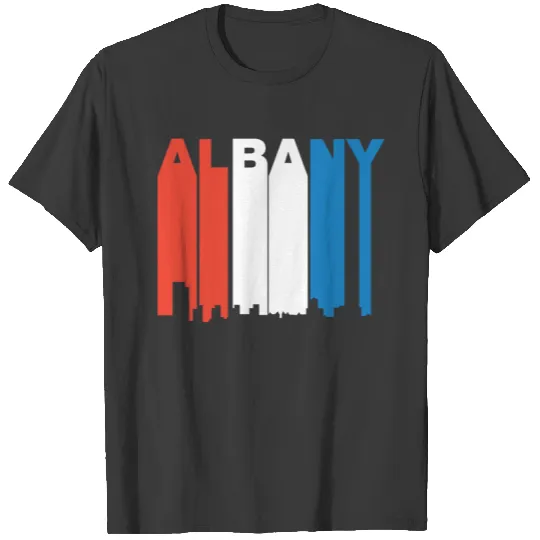 Red White And Blue Albany New York Skyline T-shirt