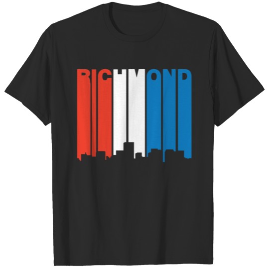 Discover Red White And Blue Richmond Virginia Skyline T-shirt