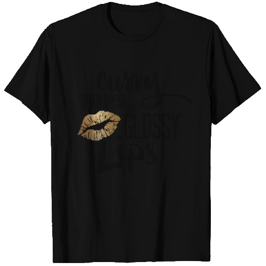 Curvy Lip Black and Gold T-shirt