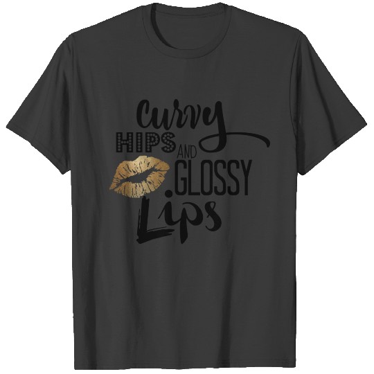 Curvy Lip Black and Gold T-shirt