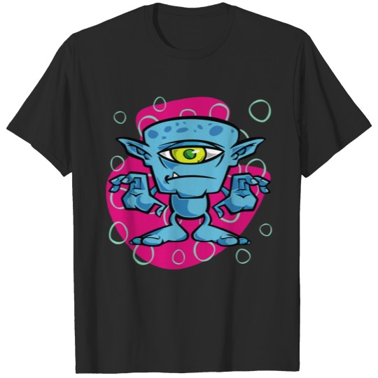 Discover cartoon one eyed space monster T-shirt