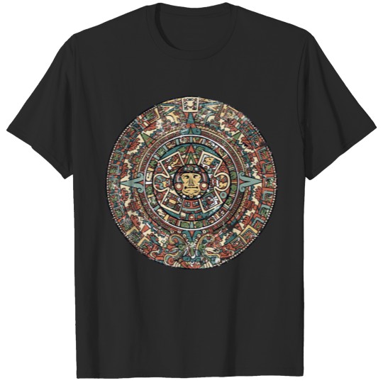 Discover Aztec calendar round mexica aztecs nature belief T-shirt