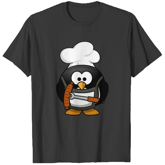 Discover Funny Cartoon Grilling Penguin T-shirt